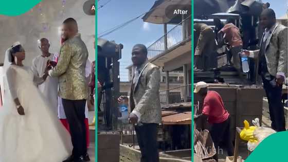 Businessman who attended wedding as best man leaves venue after his truck arrived with goods