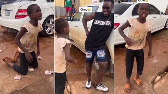 "See talent o": Little Igbo boy gets wads of cash as he hypes rich man with native proverbs
