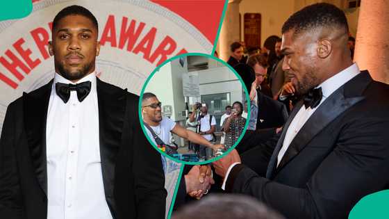 Anthony Joshua lands in Ghana, sends crowd wild with surprise motorbike stunt, video
