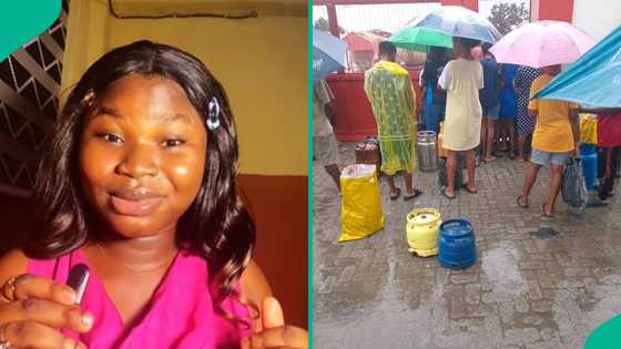 Lady living in Ikorodu laments cooking gas scarcity, mentions "new" price for 1kg: “It’s too much”