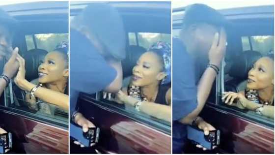What did you do to him? Reactions as Mr Macaroni becomes shy after meeting crush actress Nse Ikpe-Etim