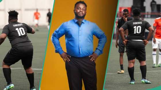 "Sabinwa agba baller": Pictures from football competition hosted by Sabinus trend, fans react as comic plays