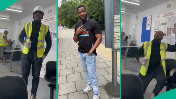 Nigerian man gets construction job in UK, kneels in thanksgiving to God