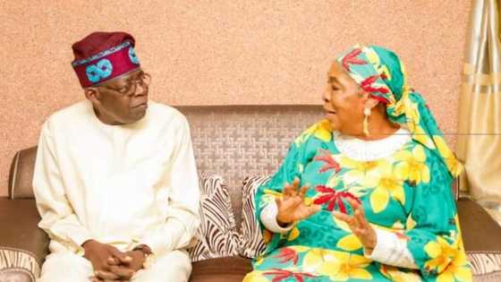 Heart touching moments Tinubu prostrates to greet Orji Kalu's mother