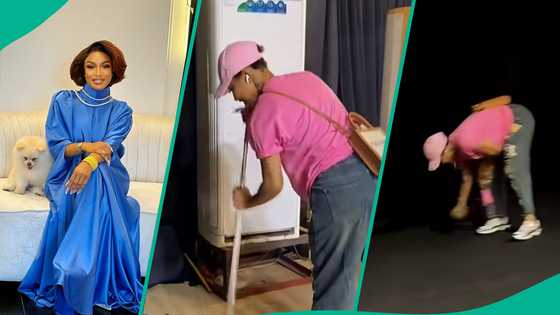 Tonto Dikeh sweeps, mops church floor, shares reason for action, elicits reactions: "Showmanship"
