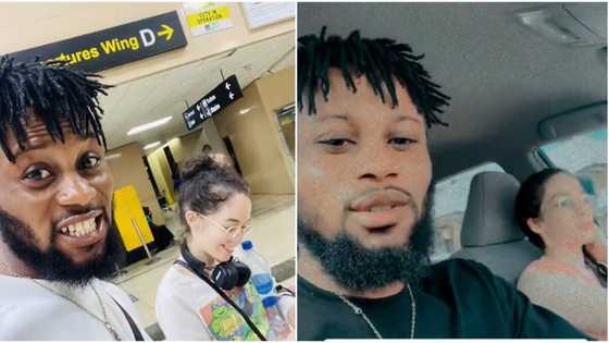 "I met her on TikTok": Man 'plays love' with beautiful white woman as she flies in to see him in video