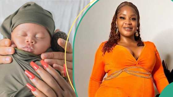 Uche Ogbodo shares adorable pictures of her newborn for the 1st time, announces his cute names