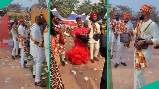 Money rain at wedding as only daughter with 5 brothers gets spoilt by siblings, video trends online