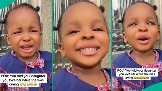 Funny toddler quickly wipes tears after hearing sweet words from mum's mouth, video trends