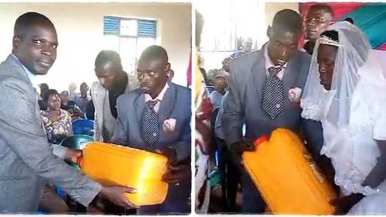 "The bride is surprised": Man and his wife get empty jerrycan as wedding gift, video causes stir on TikTok