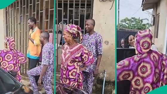 Woman who has been abroad for 11 years returns to Nigeria with her children, reunites with mum