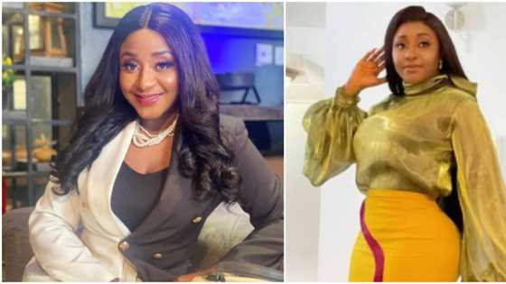 Nigerians gush over actress Ini Edo as she flaunts flawless skin in cute photo