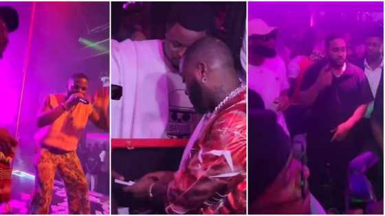 Video shows BBN Kiddwaya looking clueless in club as Davido rains money on Falz on stage: "He don trabaye"