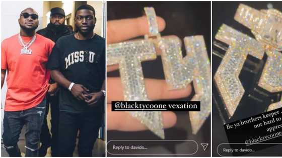 Davido splashes millions on ‘blinding’ customised jewellery for right hand man, Black Tycoone