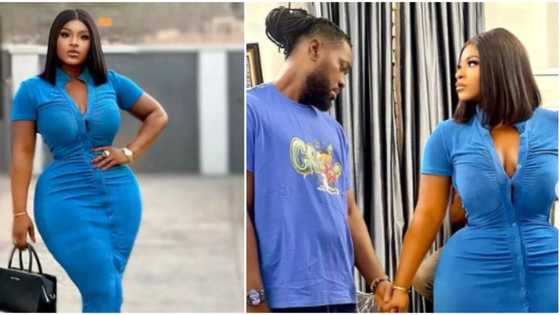 "Bros, wetin you dey look?" Curvy actress Destiny Etiko queries male colleague for staring at her waist