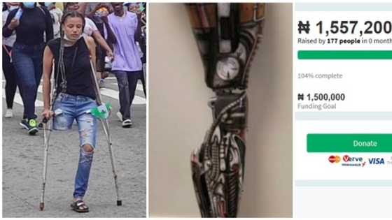 Over N1m raised in under 2 hours for protester in need of prosthetic leg after photo went viral