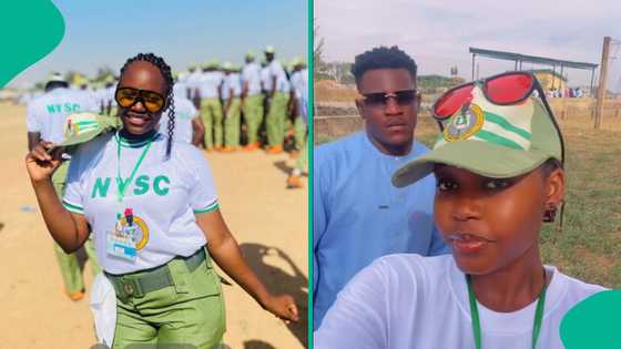 NYSC lady overjoyed after her man came to orientation camp to visit her