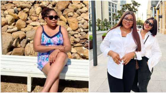 Regina Daniels and mum Rita look like sisters as they show off flawless skin in beach wears