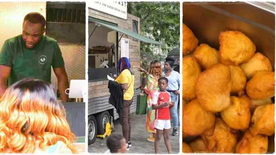 "We serve traditional food": Nigerian man living in UK opens roadside breakfast joint, fries akara