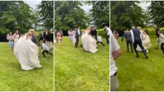 Video shows pretty bride playing football on her wedding day, she scores goal against groom's men