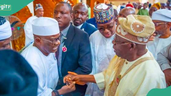 "Hope he can now rest": Nigerians react as Senator Ndume greets Tinubu at Abuja national mosque