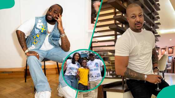 Moment Davido and IK Ogbonna met at Ubi Franklin and Lilian Esoro's son's b'day party warms hearts