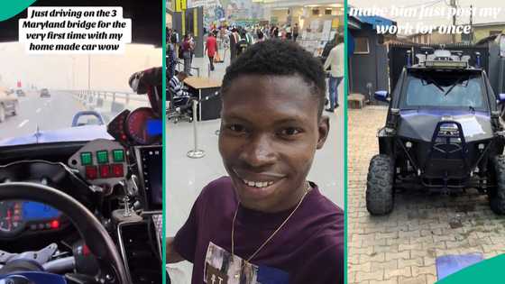 Man drives car he built from scratch on Third Mainland Bridge for first time, many rate its speed