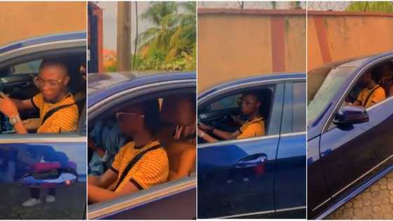 BBNaija winner Laycon learns to drive himself in his Mercedes Benz car
