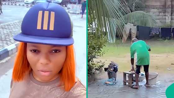 Lady leaves netizens divided after sharing video of father-in-law washing her clothes, people react