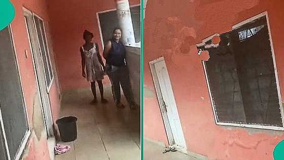 Video as curious neighbours gather after hearing loud sound from hostel room, people react