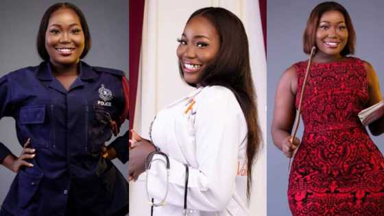 Stunning Ghanaian model poses in 8 different professions, stirs massive reactions from netizens