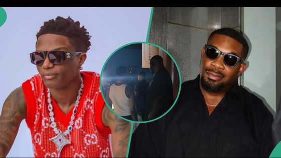 Wizkid and Don Jazzy link up indoor after viral online spat, pose for a picture, video of them trend