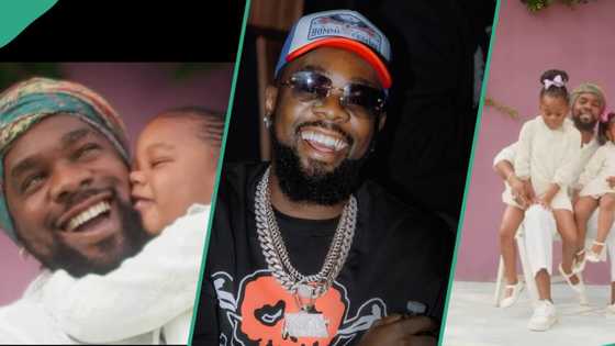 "Children bring happiness": Patoranking blushes, hugs his daughters as they join him in sweet video