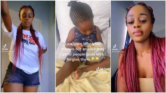 Lady & her mum's last born who she's 22 years older than "fight", she slaps her head in funny video