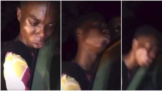 Veins don show for him face; Young man cries at night in video like a baby after being heartbroken, many react