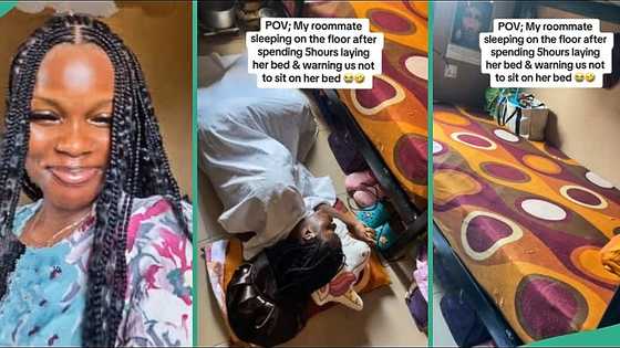 Lady records roommate who chose to sleep on bare floor after arranging bed, funny video trends