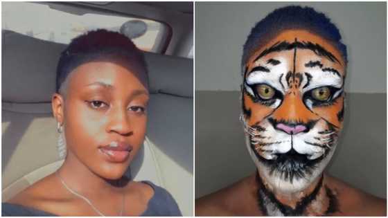 Nigerian lady paints her face to look like a tiger, photos go viral