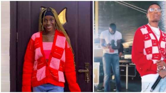 Wizkid's fan replicates his red cardigan look, shares interesting details