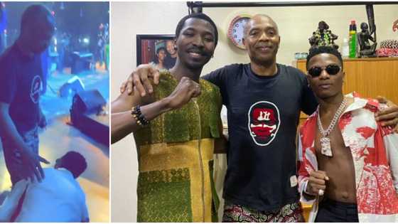 So respectful, reactions as Wizkid prostrates completely for Femi Kuti as he storms Shrine for Made's show