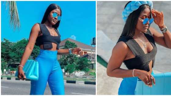 She 'blue' us away: BBNaija star Alex Unusual puts curves on display in vibrant ensemble