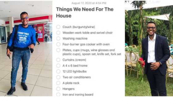 Nigerian man who recently got married shares his home wishlist, tells people to send them gifts, many react