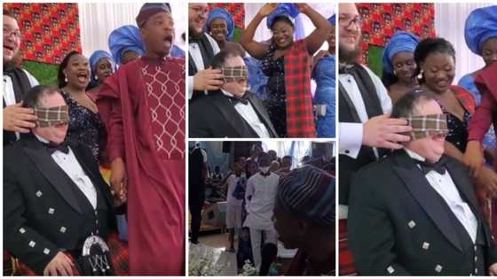 Drama as Oyinbo Groom picks Nigerian man as bride after failing to recognize wife's hand at wedding in video