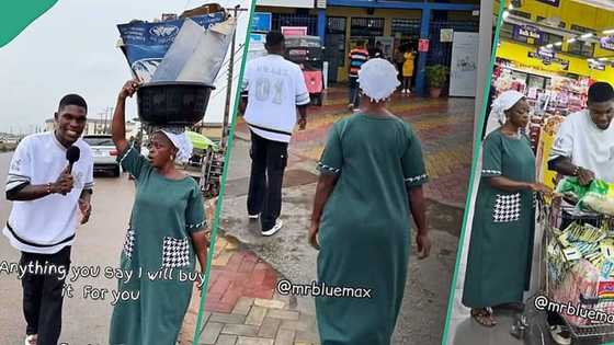 Fish seller in disbelief as man promises to buy anything she wants, video melts hearts