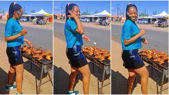 "Where are you?" Beautiful lady who sells roasted chicken dances sweetly by roadside, video goes viral