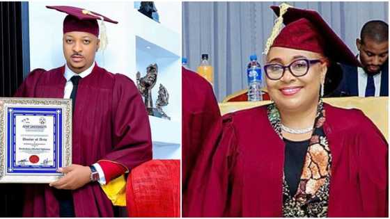 Hilda Dokubo gives insightful advice as she & IK Ogbonna bag doctorate degrees, shares photos