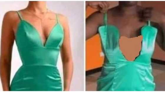 What I ordered versus what I got: Internet users amused as lady shares photo of ill-fitted dress