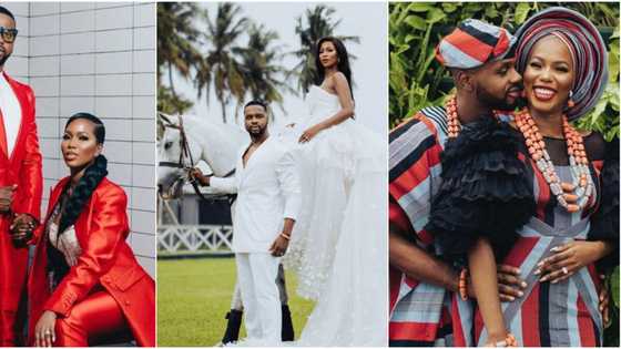 Debola Lagos without his cap: Media man shows men 4 impressive ways to rock white and red for prewedding shoot