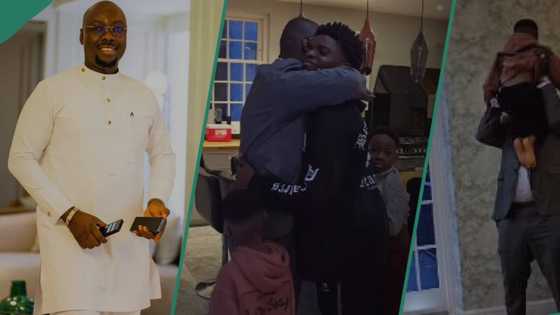 "Big boys vs small boys": Adorable moment Obi Cubana showed off his kids welcoming him home trends