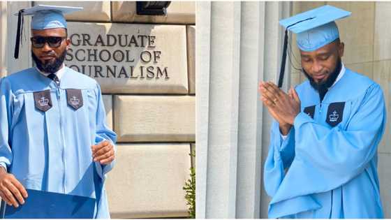 Nigerian man celebrates with adorable photos as he bags master's in US after receiving full scholarship