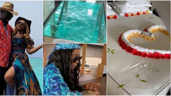 I promise to give you the world: Obi Cubana tells wife, designs bed with rose petals in cute video, many react